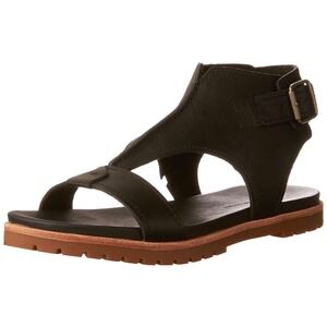 Timberland Natoma Black Leather Ankle Strap Lug Sole Sandals A1BF6 Womens 8.5